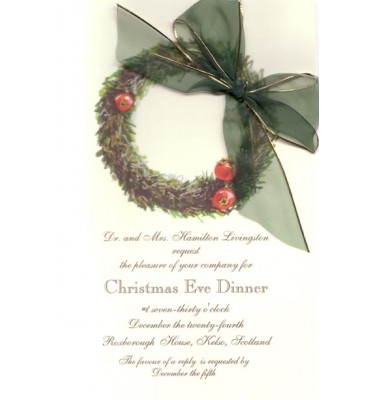 Christmas Invitations, Pewter Wreath, Odd Balls Invitations
